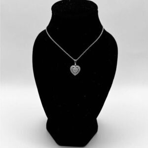 Heart Shaped Natural Diamond Sterling Silver Necklace
